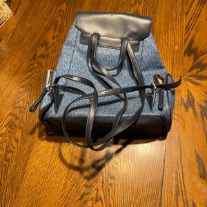 Blue Leather Backpack